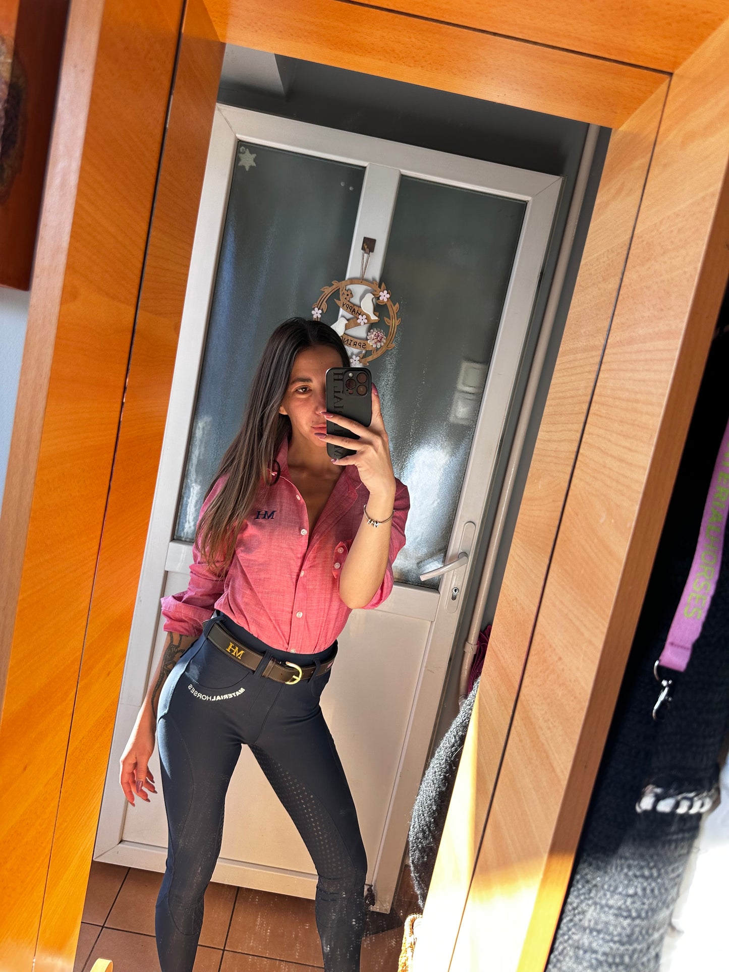 Riding Shirt - Dusty Pink x Navy