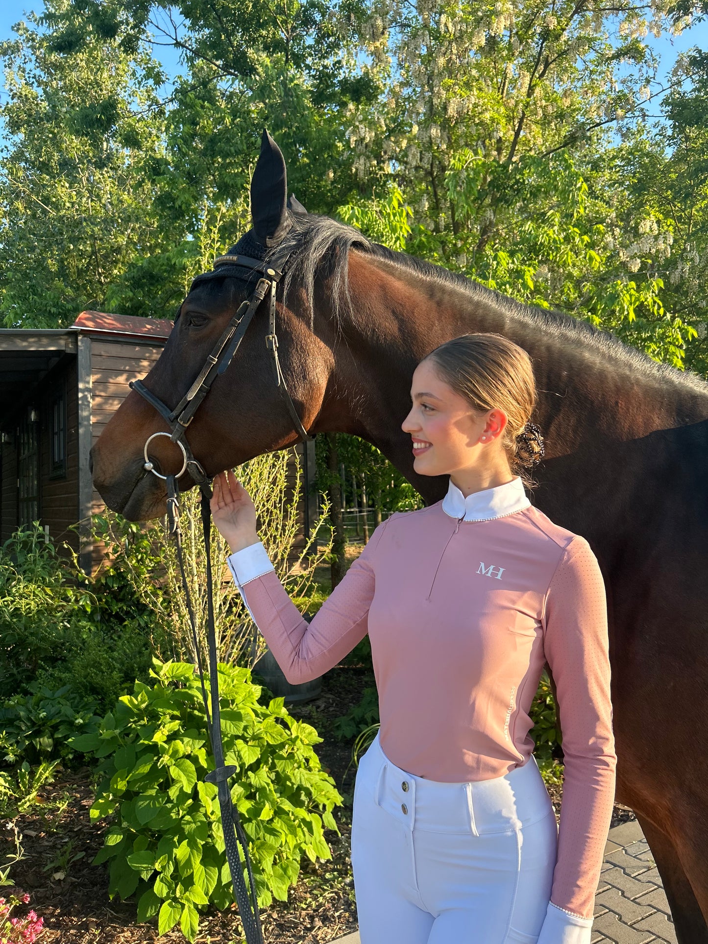 Longsleeve Show Top - Baby Pink Pearls 🌸🏆