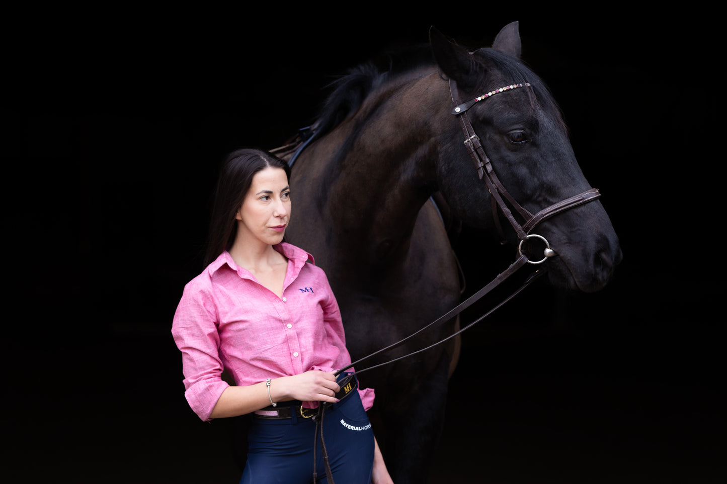 Riding Shirt - Dusty Pink x Navy