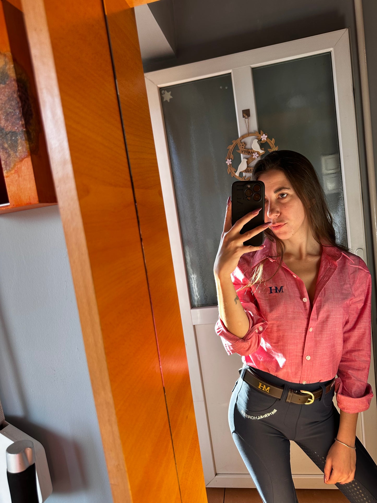 Riding Shirt - Dusty Pink x Navy