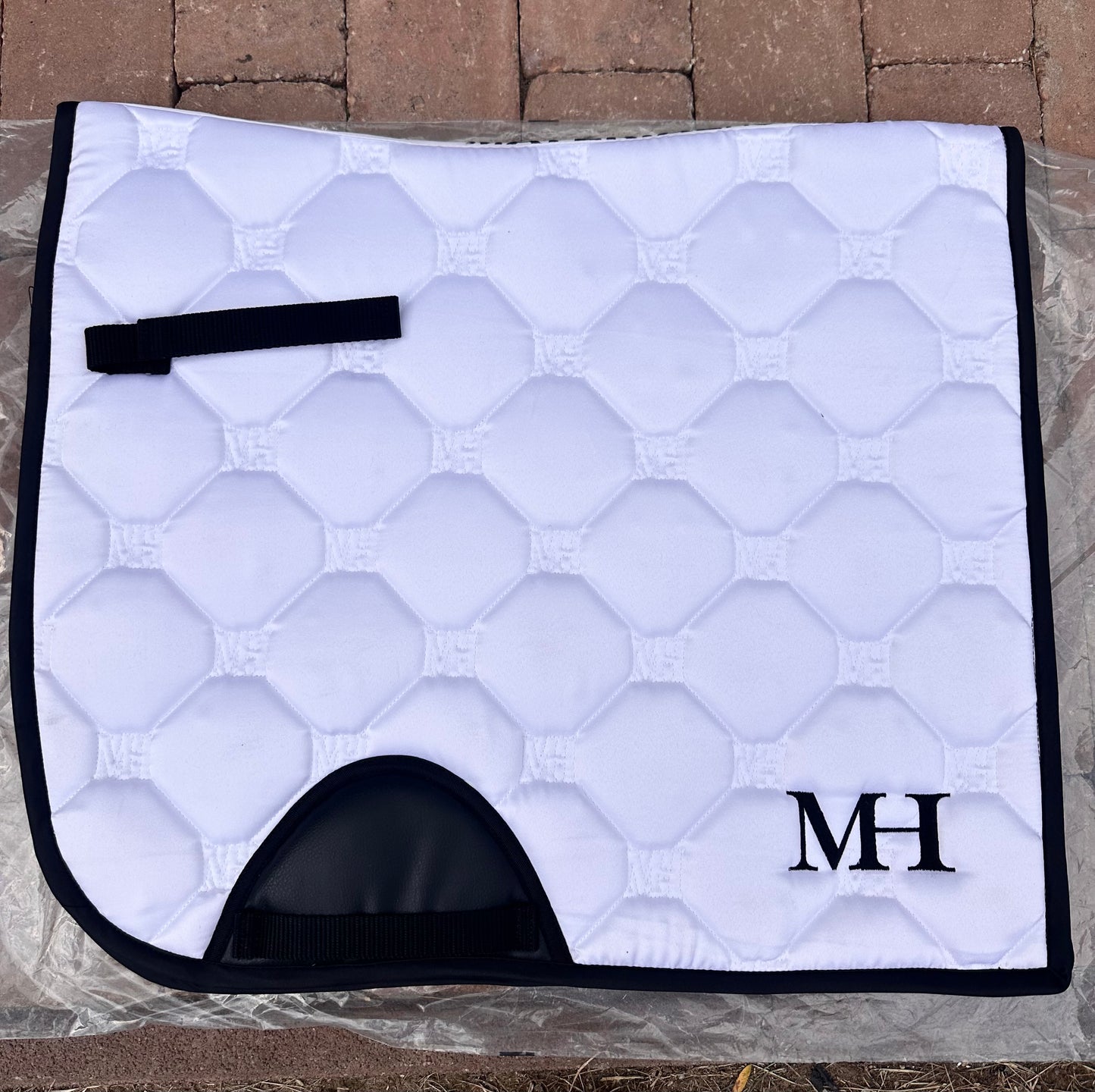 Dressage - Satin Saddlepad SET - Show White/Fekete
