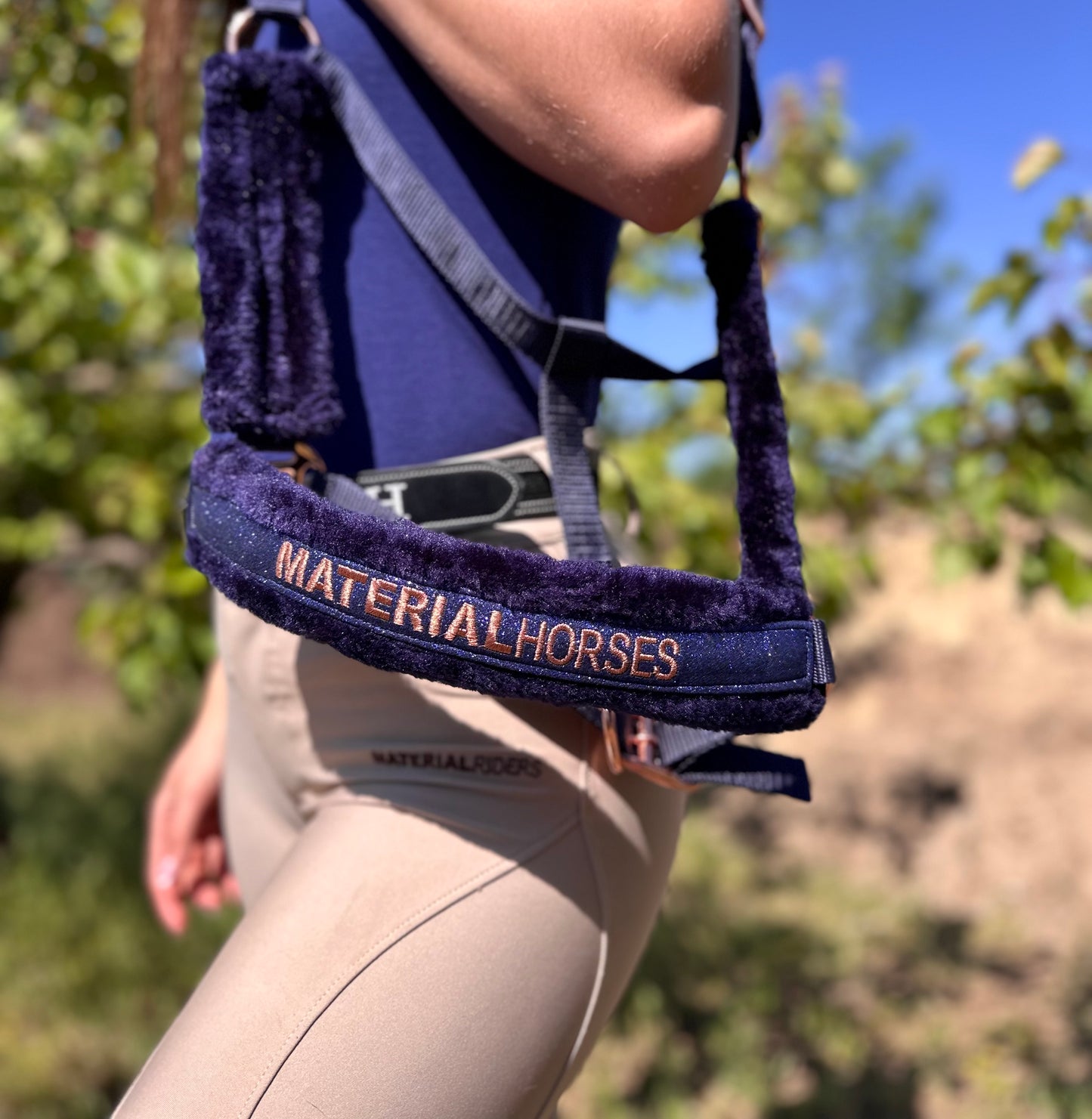 Material Horses - Glitter Transfer Halter - Navy Rosegold